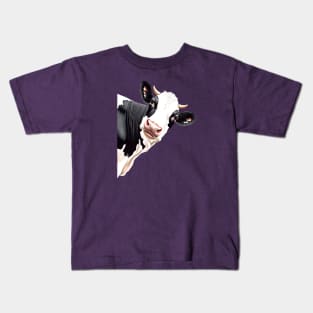 Cartoon Style Black And White Dairy Cow Kids T-Shirt